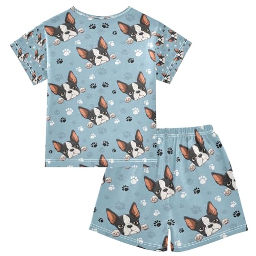 senya Puppy Head Cute Cartoon Summer Pajamas Set Short Cotton Sleepwear 2 Piece2