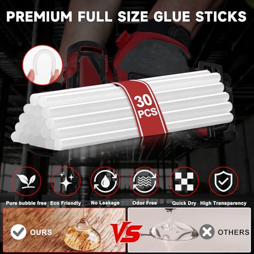 Cordless Hot Glue Gun for Milwaukee 18V Battery, 60W Full Size Heavy Duty Glue Gun, Handheld Hot Glue Gun Kit with 30pcs 0.43'' Glue Sticks for Home Repair Arts Crafts DIY (Battery Not Include) - Image 3
