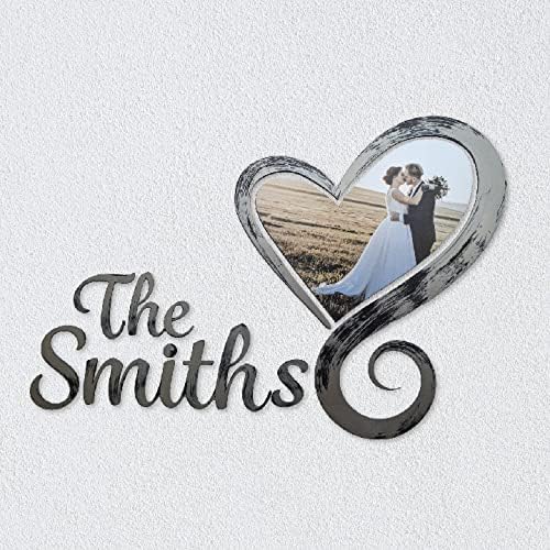 Letter2Word Personalized Wall Decor, Wedding Heart Wall Decor with Custom Name and Photo, Photo Wall Art with Handpainted 3D Word Wall Decor (Silver)