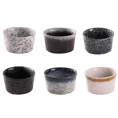 UIOPPOI Ensemble de 6 Petits ramequins en Porcelaine Japonaise, Ensemble de ramequins à crème brûlée Vintage, Plats à soufflé en céramique pour gâteaux, Pudding, crème glacée 8X4.5CM A
