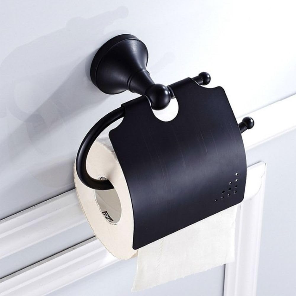 Brosse de toilette et porte-serviettes en laiton noir à fixation murale solide