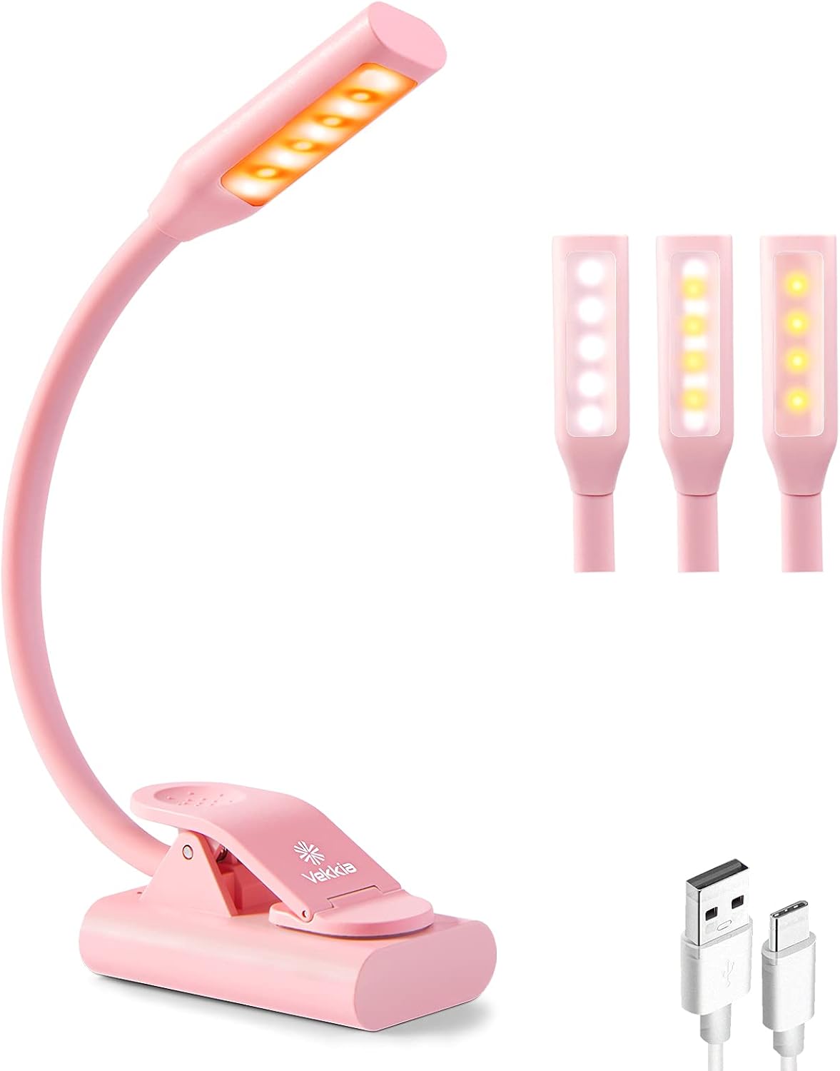 Vekkia 2021 New Amber Rechargeable 9LED Eye-Care Book Light for Reading in Bed,Reading Light 3 Colors, 6 Brightness Levels,Up to 75 Hours Reading.Great Gift for Bookworms. (Black) : Everything Else