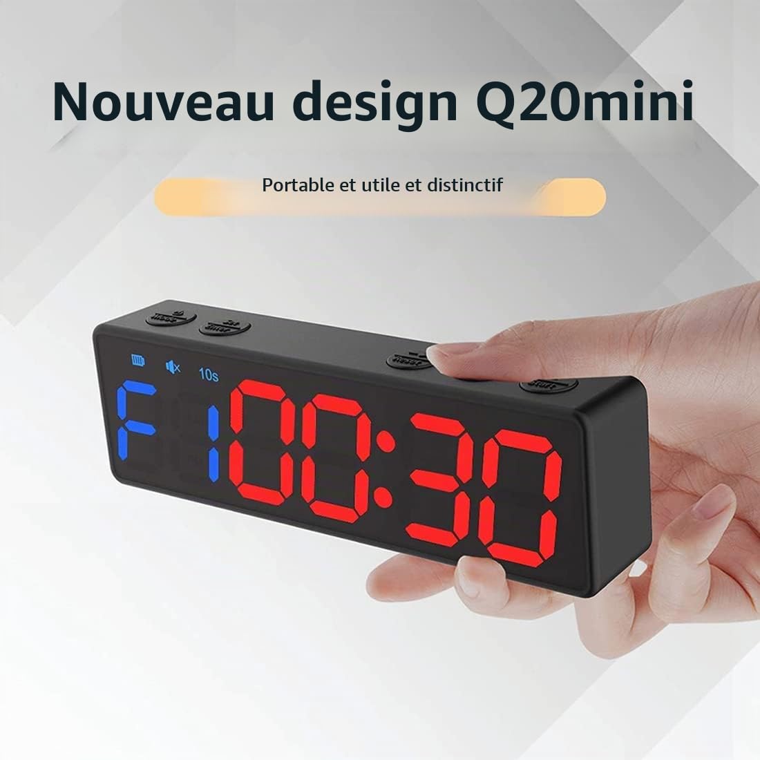 ICECHEN Horloge D'EntraîNement avec Batterie, Mini Minuterie de Gymnastique Portable avec Aimant IntéGré pour la Salle de Sport à Domicile, Compte à Rebours/Minuteur Programmable