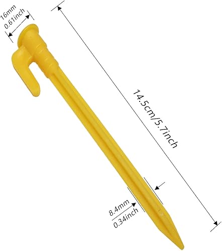 Miniatura 3 de OMYZERO Paquete de 50 estacas de plástico de 5.7 pulgadas, estacas de anclaje de plástico resistentes para tiendas, estacas de arena, estacas de