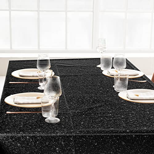Oudain 54 X 108 Inch Glitter Tablecloth Shiny Runner For Party Waterproof Rectangle Table Cover For Bbq Birthday Celebration Baby Shower Wedding Birthday Decoration (6 Pcs, Black) #TOP4
