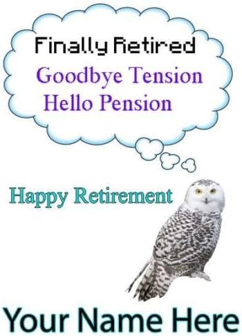 A5 Personalised Owl Happy Retirement Card refPIDOWL1 : Amazon.co.uk: Stationery &amp; Office Supplies