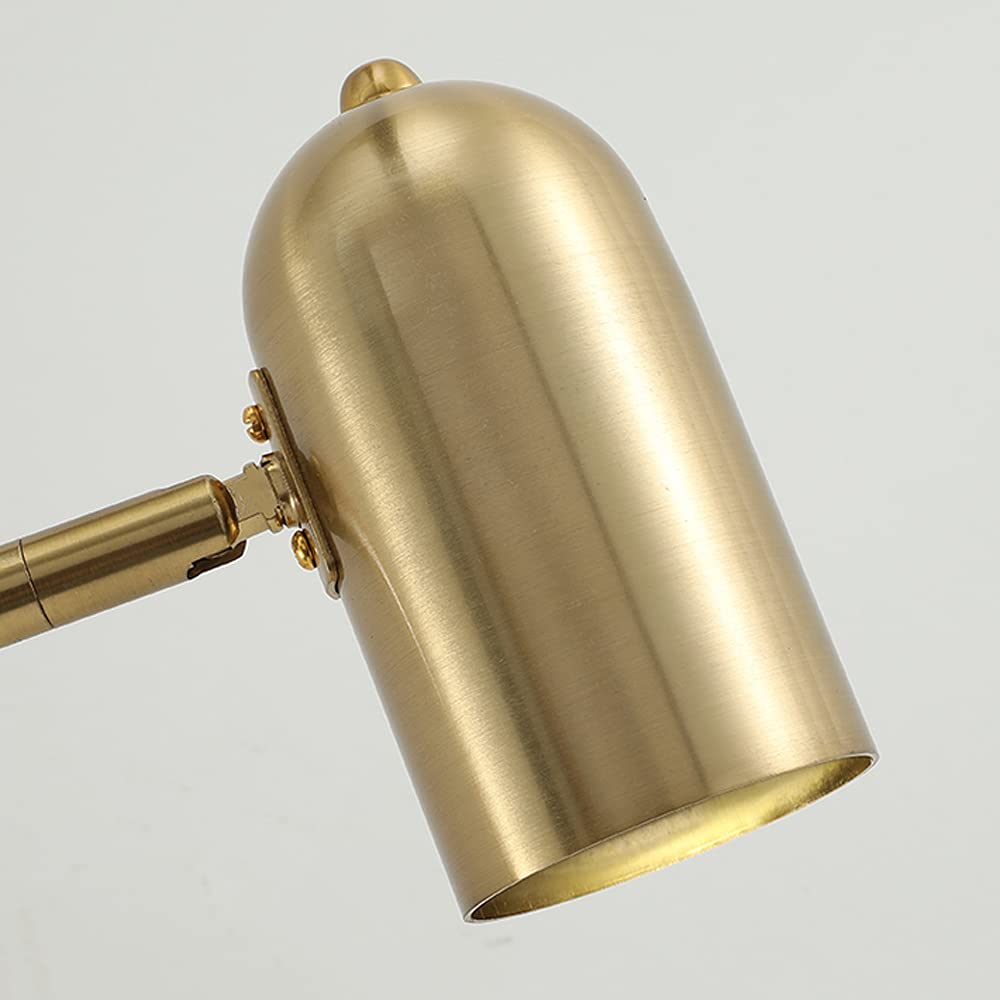 Applique da Parete retrò con Braccio oscillante, Lampada Ultra Sottile e Flessibile, faretto cablato in Ottone Placcato Industriale, Lampada Rustica Antica per Soggiorno,