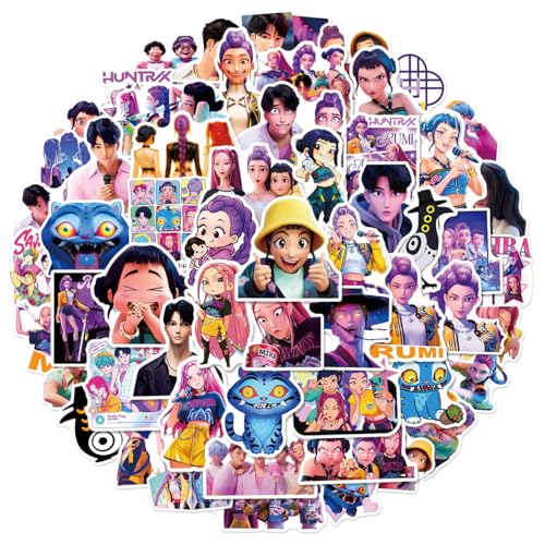 60 Pack Demon Hunters Stickers for Kids, Kpop Party Favors, Vinyl Waterproof Cool Movie Stickers for Water Bottle Laptop Computer Phone