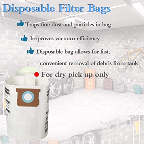 4 Pack Replacement Bags Compatible With Shop-Vac 10-14 Gallon Vacuum, Type F + Type I, Part #9066200 & 9067200 White #TOP4