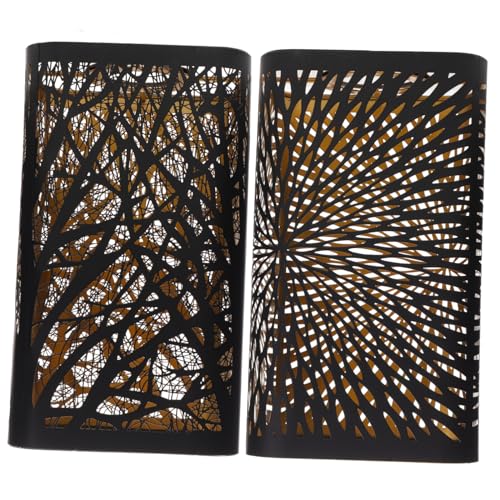 SEWACC 2 piezas Lámpara de Mesa con Pantalla de Metal Diseño Hueco Decorativo Negro y Dorado de Pantallas Cuadradas para Salón y Dormitorio Fácil Instalación y Duraderas
