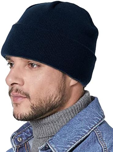 Amazon Brand - Hikaro Mens Wool Beanie with Fleece Knitted Winter Hat Thicken Hat Thermal Windproof Unisex Hats