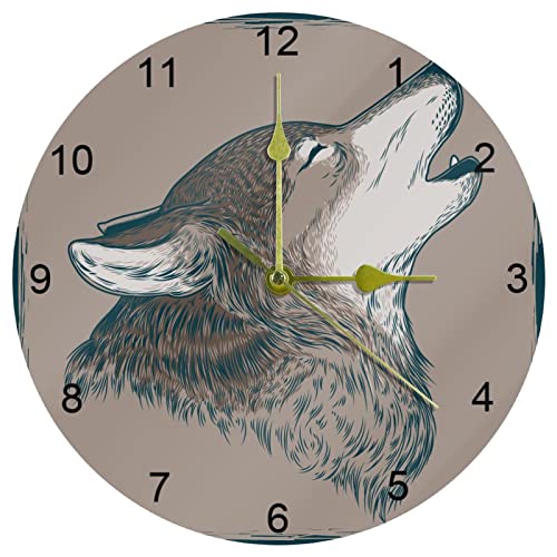 Horloge murale silencieuse loup sans tic-tac mécanisme quartz