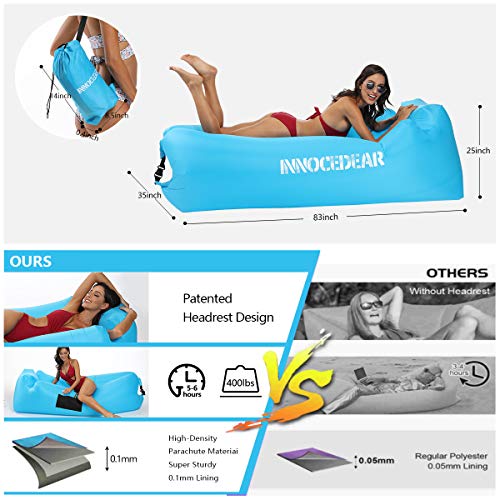 INNOCEDEAR 2 Pack Inflatable Lounger Air Sofa Hammock,Inflatable Couch Air Chair,Camping Accessories,Waterproof Anti-Air Leaking for Outdoor Backyard Beach Traveling Picnics & Music Festivals