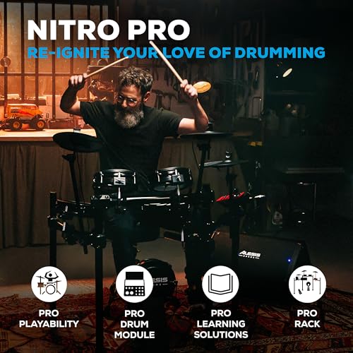 Image of Alesis Nitro Pro and Strike Amp 8 MK2 - Electric Drum Set with and 8-inch 2000W Drum Amp Speaker, with Bluetooth