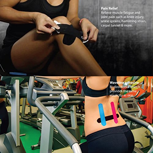 image for Deke Home - Pro Athletic Kinesiology Tape 10 inches Precut, 20 Strips,