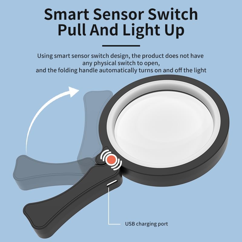 Miniatura 3 de Lupa con luz 30x potente lupa - Lupa para leer Lupa grande de mano con lupa de luz para personas mayores, color blanco