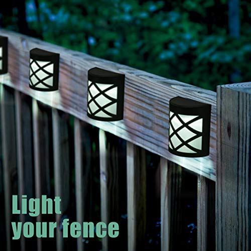 Gigalumi Pack Of 4 Solar Fence Lights, 6 Leds Per Light, Waterproof Solar Wall Lights Christmas Decoration For Outdoor Deck, Patio, Stair, Yard, Path And Driveway. (Cold White) #TOP1