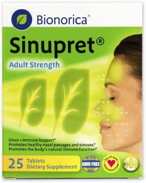 Sinupret Adult Strength Sinus - Immune Support Supplement - All Natural - Herbal Nasal Passage & Immunity Boost - 25 Tablets