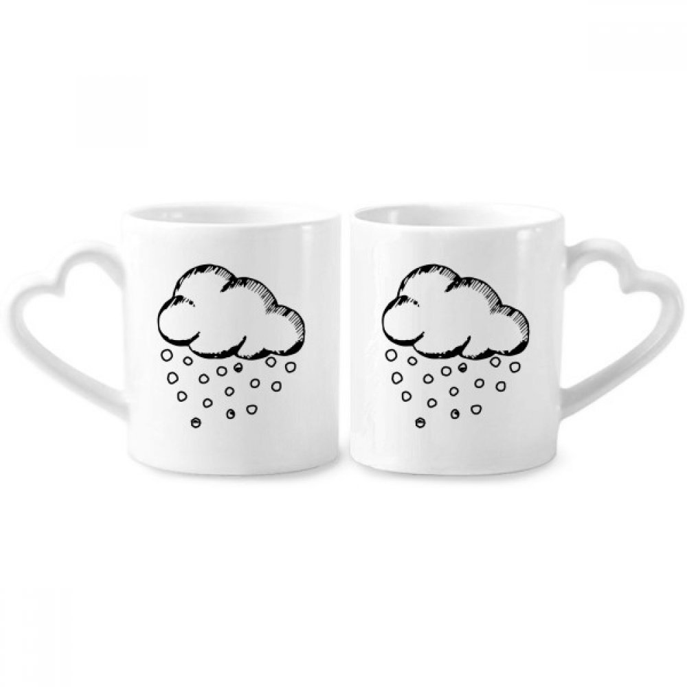 Hailstone Cloudy Hand Painted Pattern Couple Porcelain Mug Set Ceramic Lover Cup Heart Handle