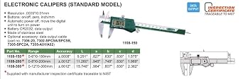 INSIZE 1108-150CAL Electronic Caliper with ISO17025 Calibration Certificate, 0-6