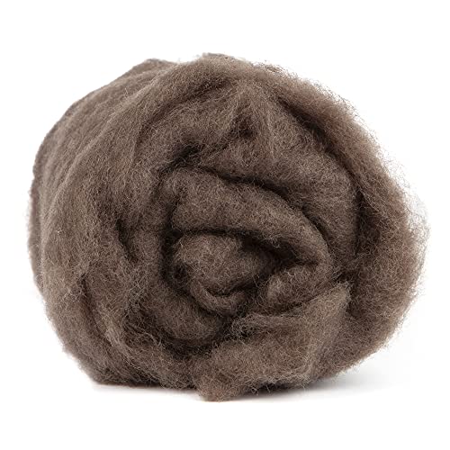 Image of Desert Breeze Distributing Maori Wool Carded Batting, 100% Natural New Zealand Wool Made by DHG in Italy for Needle Felting, 3.5 OZ, 27 Micron, Color Sable Brown