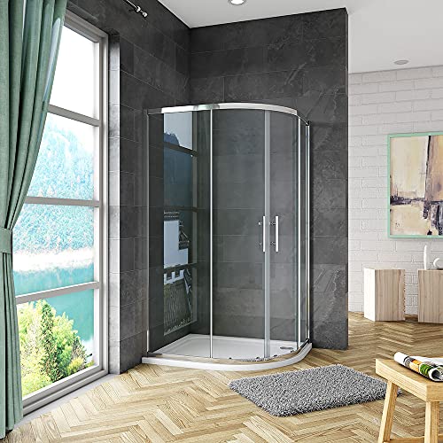 1000x900x1850mm Right Quadrant Shower Enclosure Cubicle 6mm Glass Sliding Door with Shower Tray Free Waste