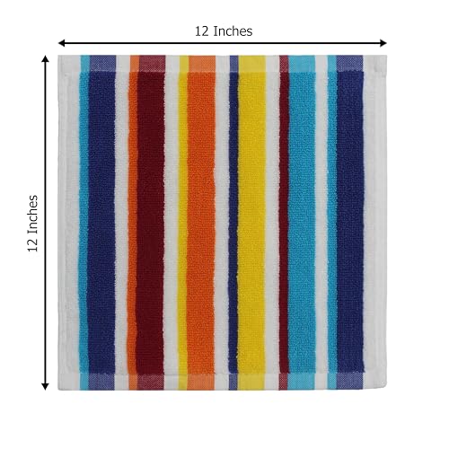 Image of ORIGINAL KIDS Wash Cloth - 12 Pack 100% Cotton Yarn-Dyed Terry Washcloths - 450 GSM Quick Dry Soft Absorbent Gentle Baby Face Towels for Bathroom Travel Daycare - 12 x 12 inches - Cabana Stripe Multi