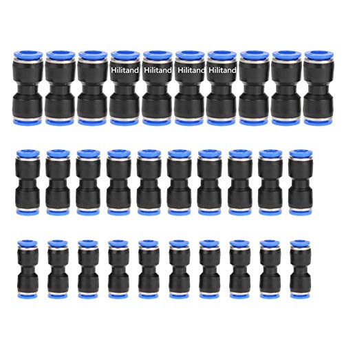 Hilitand 30pcs Air Line Fittings Push to Connect Fittings Straight Push Connectors Plastic Quick Release Connectors for 1/4 5/16 3/8 Tube