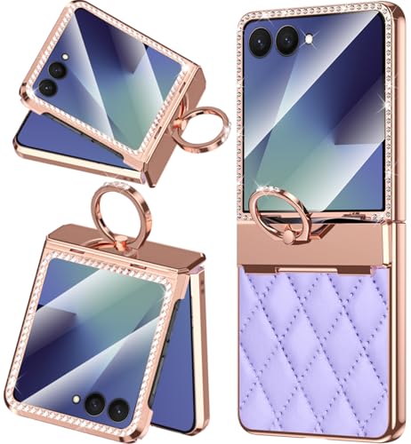 Coque Galaxy Z Flip 7 NINKI en cuir avec charnière et anneau