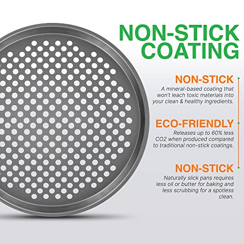 image for NutriChef 12.8 Inch Nonstick Pizza Pan for Oven - Carbon Steel Pizza B