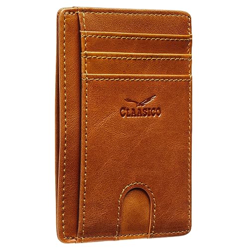 Claasico Front Pocket Small Mens Wallet RFID Blocking Genuine Leather Credit Card Holder