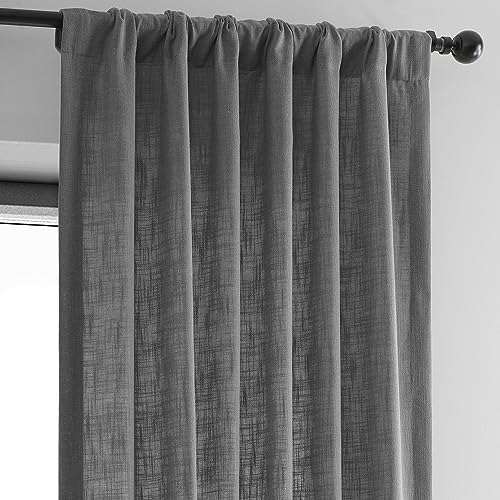 Image of HPD Half Price Drapes Heavy Faux Linen Light Filtering Curtains for Bedroom 84 Inches Long (1 Panel) - Rod Pocket Curtains for Living Room - Window Curtains Home Decor - 50 X 84, Pewter Grey
