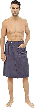 PURFUN Men Boys Soft Wearable Bath Towels Soft Adjustable High Hydroscopicity Bathroom Pool Beach Spa Bathing Shower Cover Up Wrap Around Towel with Elasticated Band