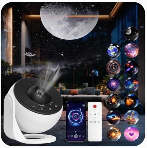 Galaxy Projector for Bedroom Pro Version, HD 12 in 1 Film Discs S...