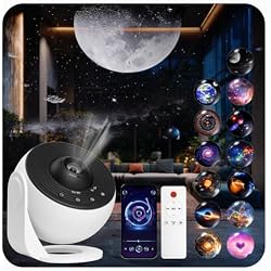 Galaxy Projector for Bedroom Pro Version, HD 12 in 1 Film Discs Star Projector Galaxy Light, Planetarium Projector with Timer, White Noise, 360 ° Rotation, Bluetooth, Remote Control
