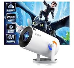 [2025 Upgraded & Android 11.0] Mini Projector Native 720P HD, Supports 4K 1080P, XGODY Gimbal 3 Portable Projector 12000 Lu…