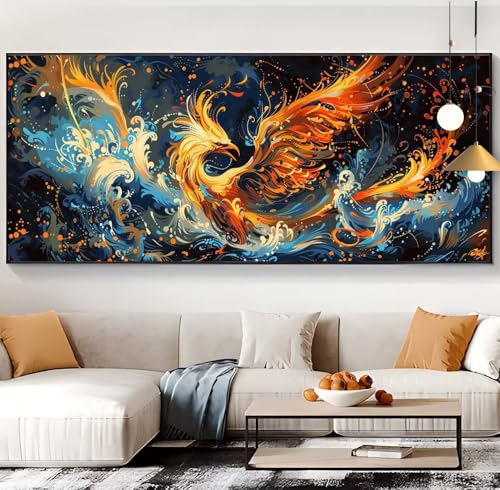 Kit Diamond Painting Phénix en flammes broderie diamant complet 60x130cm