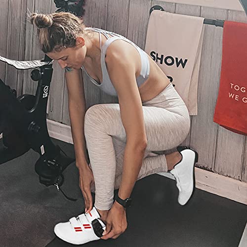 Image of Mens Womens Cycling Shoes Compatible with Pelaton Bike Shoes Road Bike Shoes Riding Bicycle Pre-Installed with Delta Cleats Clip Indoor Outdoor Pedal