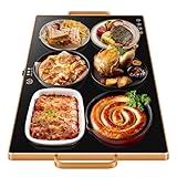 Warming Trays for Buffets Party (XXL 32"x18"),Warming Mat for Food with Thermostat & Full Surface Warming, Temperature Adjustable，Chafing Dishes with Gold Handles,All Year Use，Black