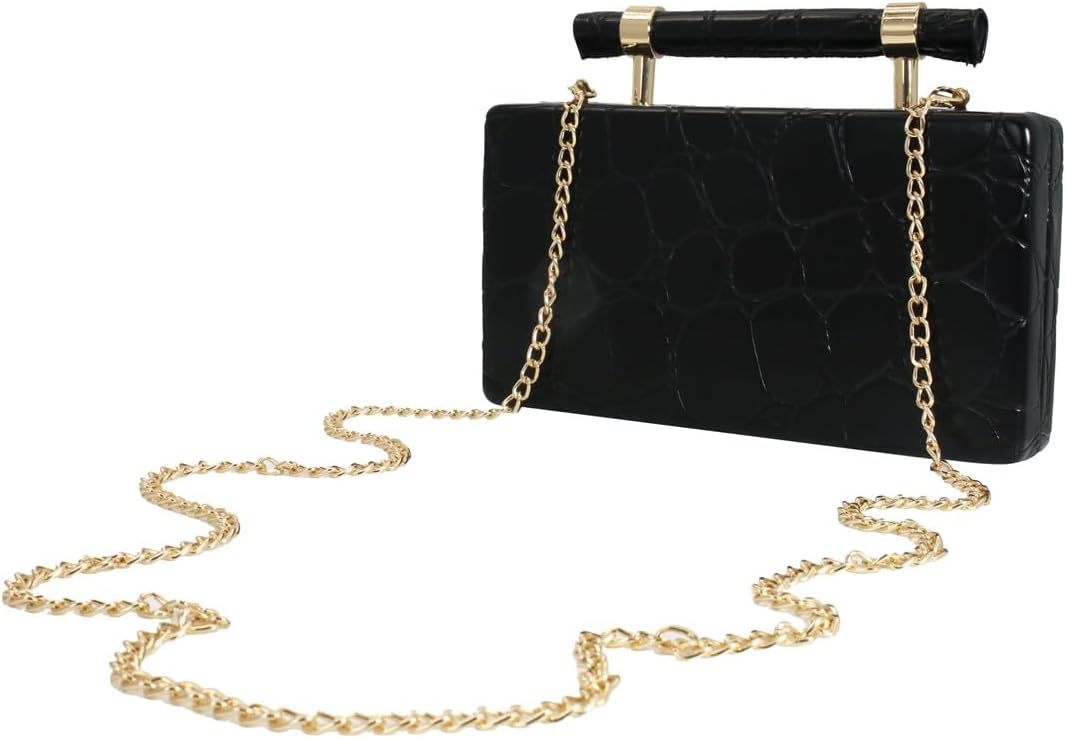Women Faux Leather Evening Bag Stylish Gripe Clutch Handbag PU Shoulder Crossbody Bag for Party Formal Casual