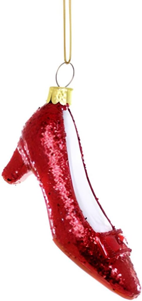 Cody Foster & Co Sparkling Ruby Red Slipper Ornament, Glitter Finish, 4 Inches