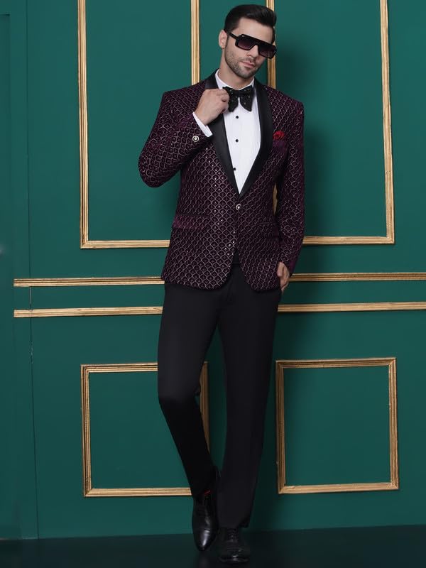 Image of FAVOROSKI Wedding Sequence Blazer Suit for Men | Embroidered Velvet Blazer | Relaxed Fit Blazer for Men Wedding Party | Ethnic Wear Blazer for Men | Blazer Suit for Men | Festive Blazers for Men