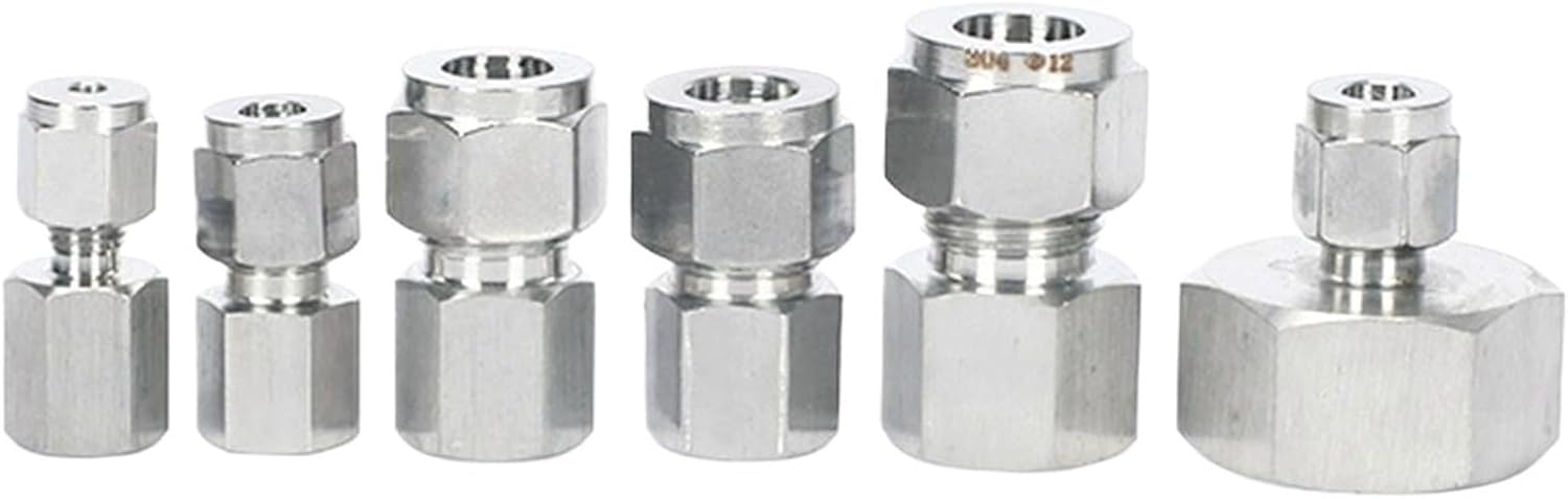 1pc Fit Tube O/D 3-12mm To 1/8" 1/4" 3/8" 1/2" BSPP M10/M14/M16/M20 Female 304 Stainless Ferrule Pneumatic Air Compression Fitting(4mm,3/8")