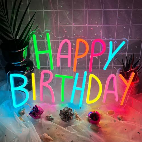 Colorful Happy Birthday Neon Sign