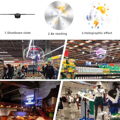 3D Ologramma Fan Proiettore con App, WiFi e Bluetooth, Natale e Halloween Picture Spinner, 1000 Video Library