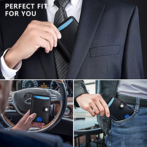 nuoku Mens Wallet, Credit Card Holder for Men, Bifold RFID Blocking Aluminum Slim Wallet for Men with Cash Strap (Black)3