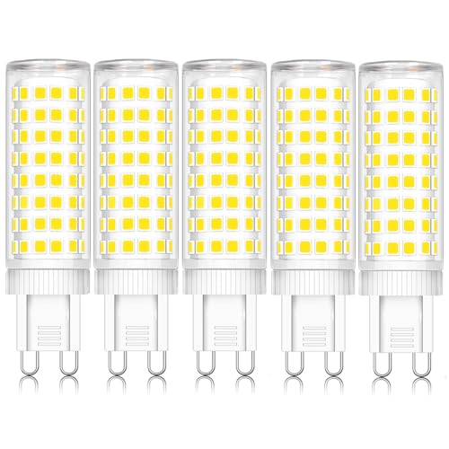 ZYGODLUK Bombilla LED G9 10W, Blanco Frío 6000K, Equivalente a Halógeno de 100W, Ángulo de Luz de 360° Sin Parpadeo No Regulable, 100 LEDS, AC100 240V para Dormitorio, Cocina, Salón, Paquete de 5