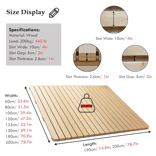 Lattenrost, tragbares Klappbett, Lattenrost in den Größen Full/King/Queen/Twin, Faltbare Matratze und hölzernes Bunkie-Brett für Fußböden, Bettbretter für unter die Matratze mit Anti-Rutsch- – Bild 4