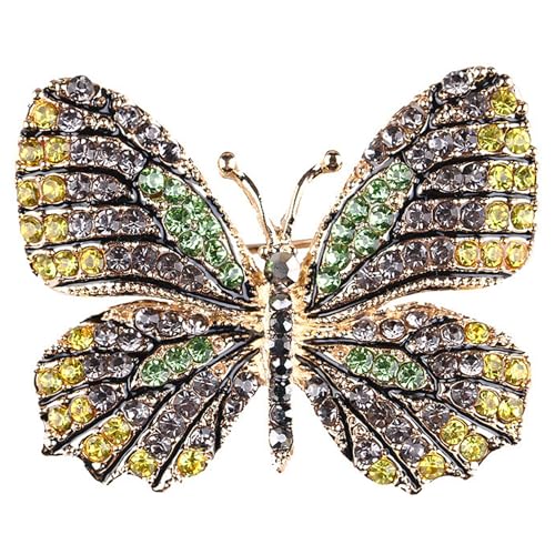 Image of Gyn&Joy Multi-Color Crystal Rhinestone Winged Butterfly Pin Brooch BZ030