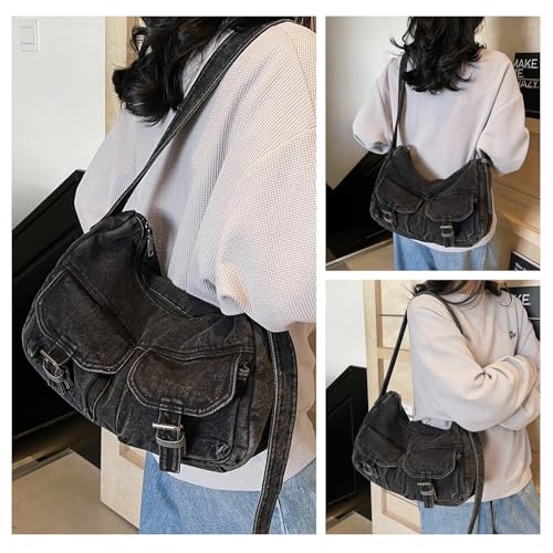 Bolso de lona vaquera tipo bandolera unisex retro miniatura 2
